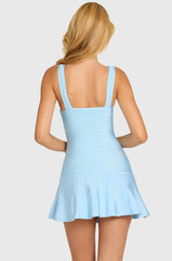 Bandage Flared Hem Mini Dress in Sky Blue