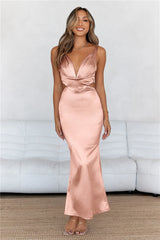 Sunset Views Satin Midi Dress Brown