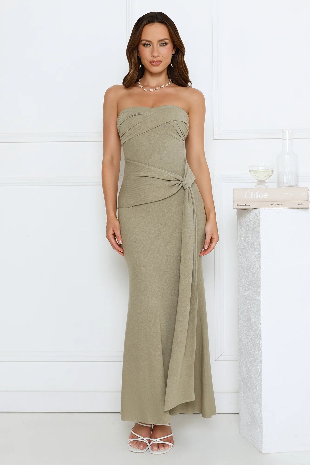 Starlit Rush Strapless Maxi Dress Sage