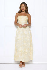 Gorgeous Temptation Strapless Maxi Dress Yellow