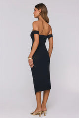 Editorial Mood Off Shoulder Midi Dress Black