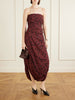 Nayara strapless gathered polka-dot crepe midi dress