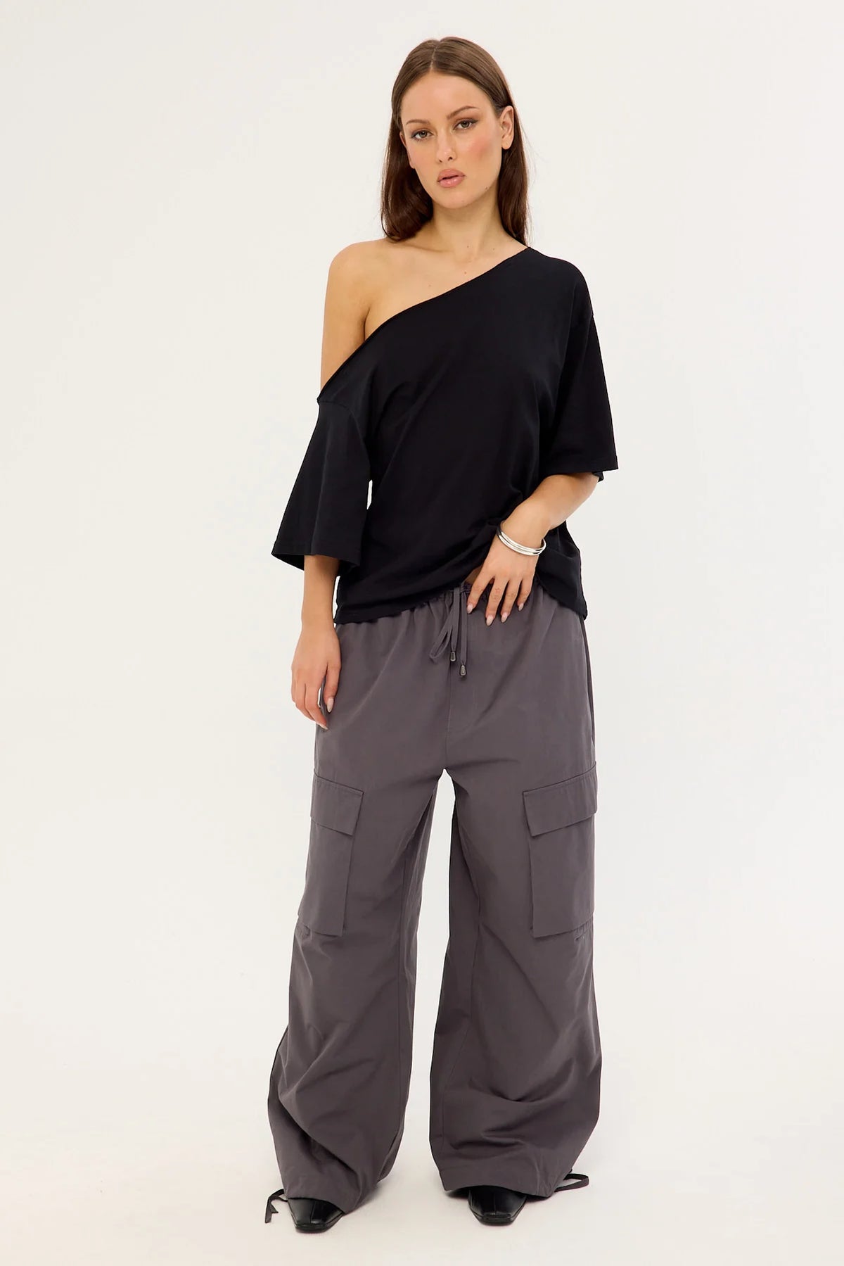 Neovision Sector Wide Leg Cargo Pant Charcoal
