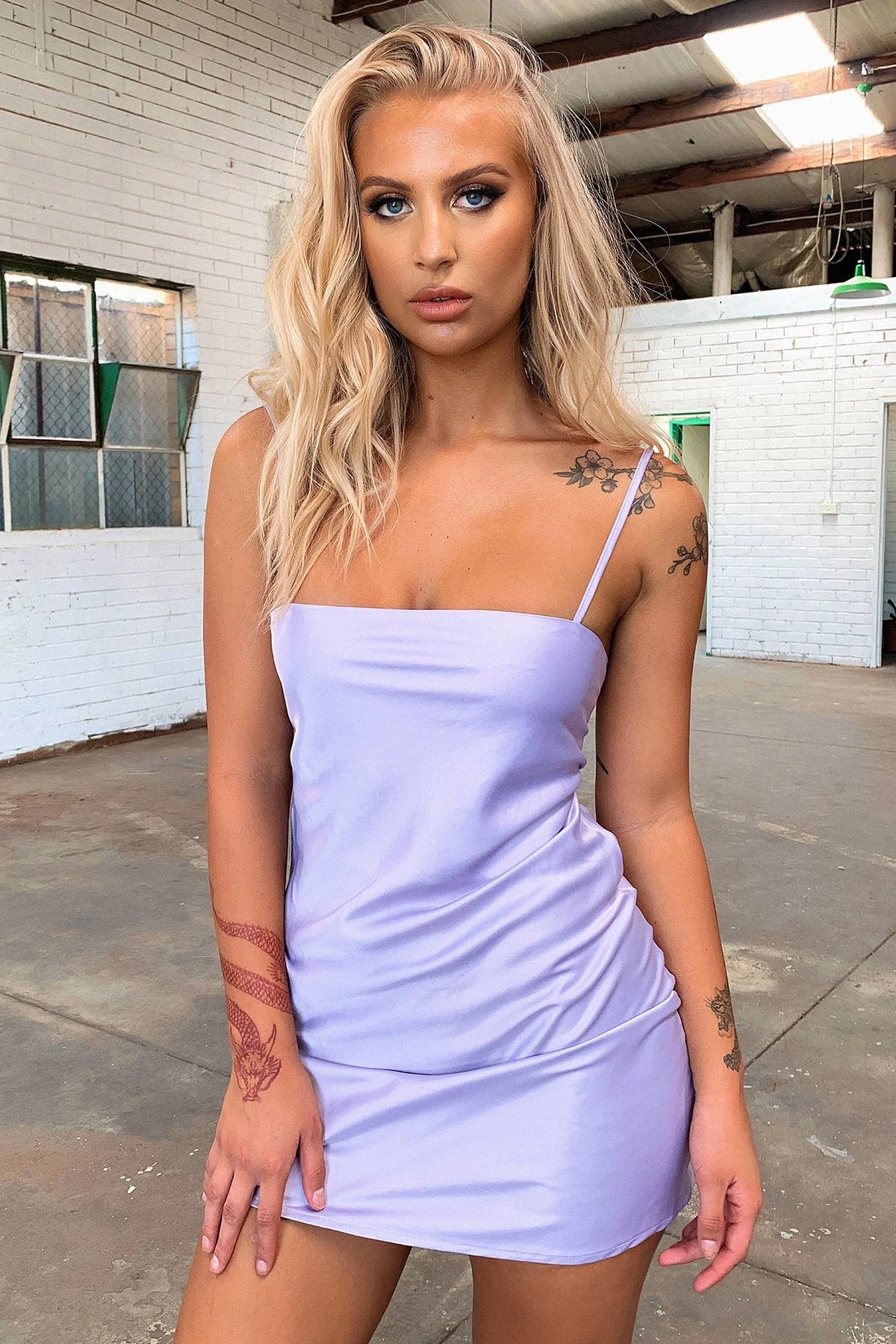 Addison Satin Mini Dress - Lilac