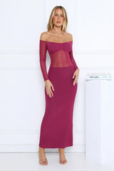 Heated Soul Off Shoulder Maxi Dress Plum