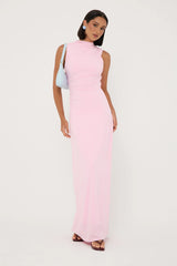 Perfect Stranger Rosewood High Neck Maxi Dress Pink