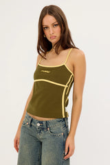Rusty Freo King Fitted Top Khaki/Pale Banana