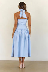 Poolside Whispers Halter Midi Dress Blue