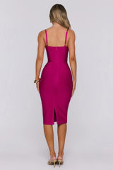 Bodycon Energy Bandage Midi Dress Magenta