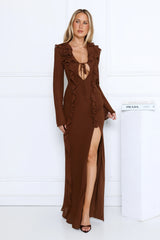 Twinkle Rose Maxi Dress Brown