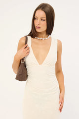 Motel Gerda Maxi Dress Floral Flock Cream