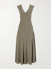 Romana pleated crepe midi dress