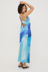 Perfect Stranger Nixie Recycled Maxi Dress Blue Print