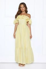 Magnetic Energy Off Shoulder Maxi Dress Yellow