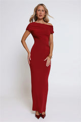 Dearest Desire Off Shoulder Maxi Dress Wine