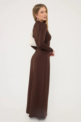 Perfect Stranger Rosie Long Sleeve Maxi Dress Brown