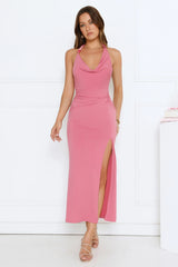 No Sleep Club Halter Maxi Dress Rose