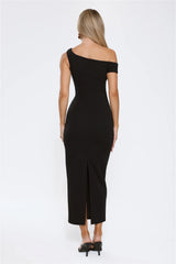 Downtown Alley Off Shoulder Midi Dress Black