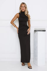 Radiant Petal Maxi Dress Black