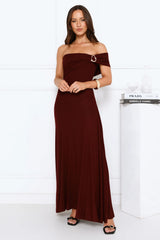 Dewdrop Daze One Shoulder Maxi Dress Burgundy