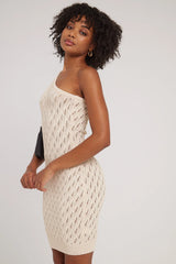 Sndys The Label Claire One Shoulder Mini Dress Sand