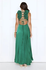 Honeyed Luxe Satin Maxi Dress Green