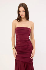 Sndys The Label Neve Strapless Maxi Dress Cranberry