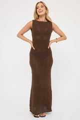 Perfect Stranger Cobana Knit Maxi Dress Brown