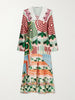 Sofia printed silk-blend satin midi dress