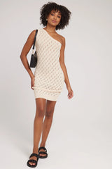 Sndys The Label Claire One Shoulder Mini Dress Sand