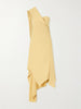 Asymmetric draped crepe midi dress