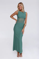 The New Standard Mesh Midi Dress Teal