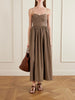 Gathered organic cotton-poplin midi dress