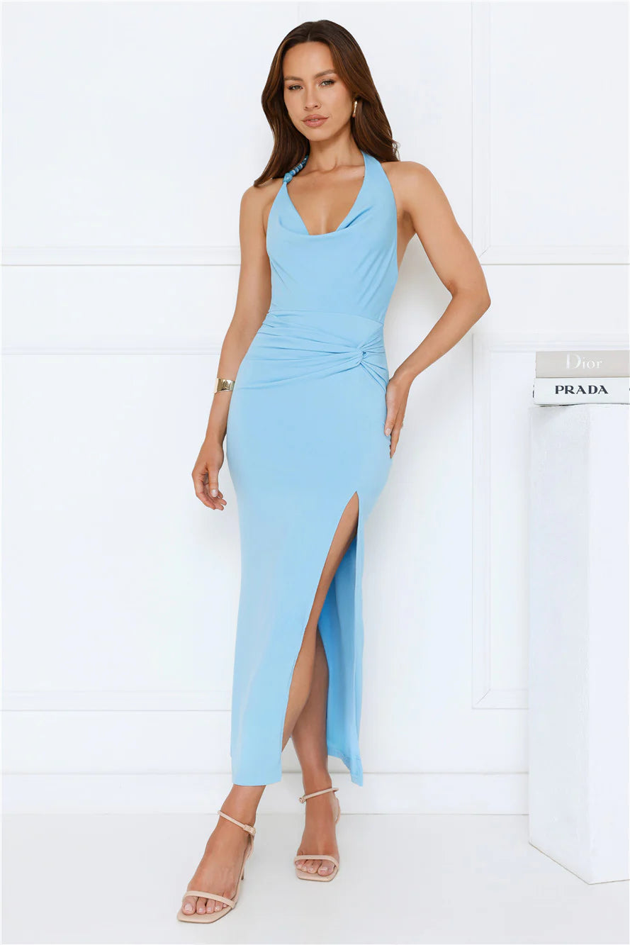 Sunbeam Spin Halter Maxi Dress Blue