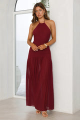 One To Remember Halter Maxi Dress Wine