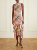 Ruffled paisley-print chiffon midi dress