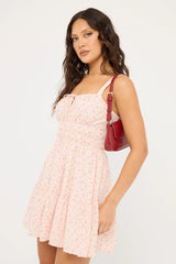 Luck & Trouble Ditsy Floral Isola Mini Dress Pink Floral