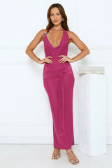 Dusktime Desire Halter Maxi Dress Plum