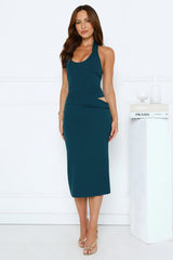 Let's Dare to Dance Halter Midi Dress Teal
