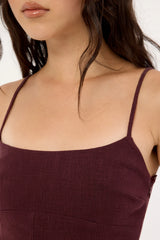 Perfect Stranger Sadie Linen Mini Dress Dark Choc