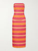 Manolo Blahnik Leila striped taffeta-faille midi dress