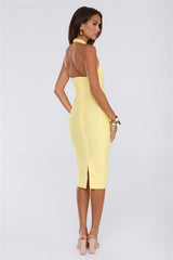 Not Your Girl Bandage Midi Dress Yellow