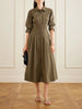 Jazz pintucked cotton-blend poplin midi shirt dress