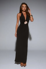 Leading Lady Luxe Halter Maxi Dress Black