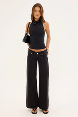 Perfect Stranger Siena Halter Cowl Top Black