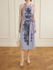 Belted striped embroidered cotton-poplin halterneck midi dress
