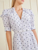 Belted polka-dot lace-trimmed silk midi dress