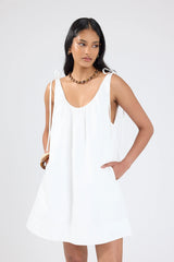 Perfect Stranger Penelope Tie Shoulder Mini Dress Off White