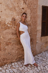 Perfect Stranger Golden Hour Textured Midi Dress White