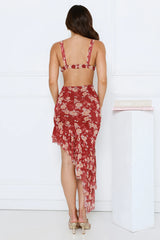 Cherry Notes Midi Dress Red